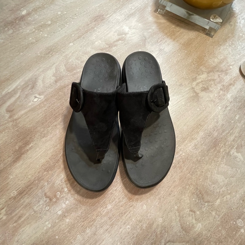 Black Suede Buckle Sandals